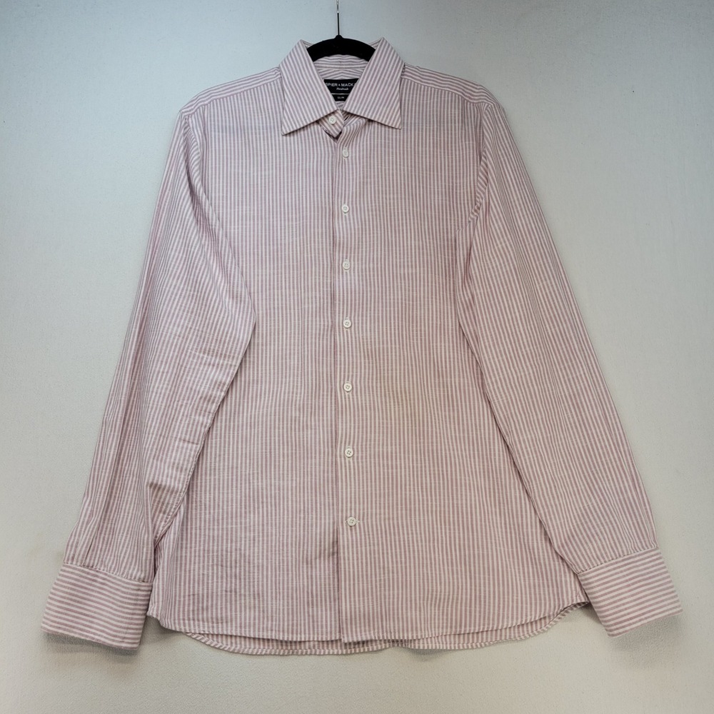 Spier & Mackay Dress Shirt Mens 16 Purple Striped Slim Fit Handmade Long Sleeve